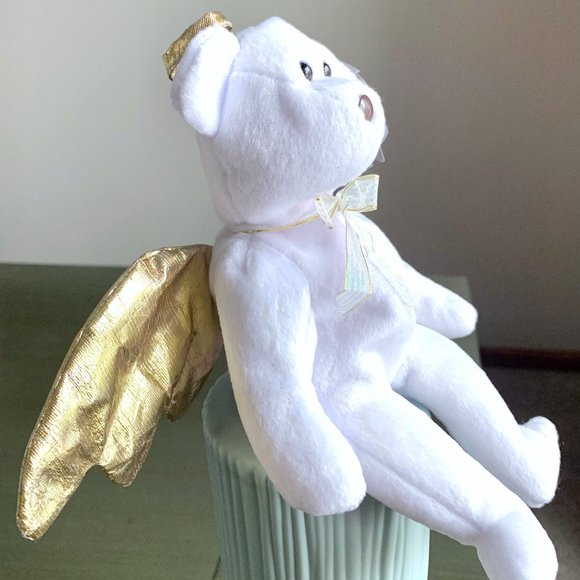 2000 4269 Halo II Retired Angel Teddy Bear Metallic Gold Ty Beanie Baby MWMT - Picture 3 of 6